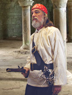 Bailey Basics Pirate Set. Pirate Baldric & Pirate Belt, shown in black leather with brass hardware.