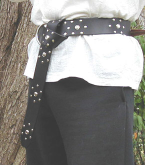 High Chivalry Belt shown in Black Leather and Nickel.