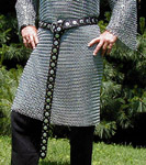 Our Medieval Warlord Belt is heavily studded with rivets and riveted steel discs.