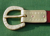 Medieval & Viking Age Belt ~ Hand-worked Viking triangle buckle plate and hand decorated buckle.