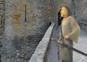 Basic Baldric shown in black leather with nickel buckles & rivets.