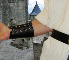 Basic Bracers shown in black leather with laces & nickel eyelets.