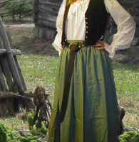 Basic Medieval Ring Belt shown in black leather with stainless steel ring & nickel rivets.