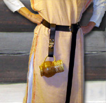 Bailey Basics Peasant Set. Medieval Ring Belt & Tankard Strap shown in black leather with nickel hardware.