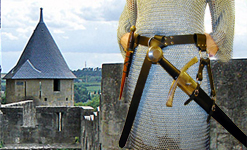 Bailey Basics Warrior Set. Medieval Ring Belt, Sword Frog & Dagger Frog shown in black leather with nickel hardware.