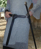Basic Sword Belt shown in black leather with nickel hardware.