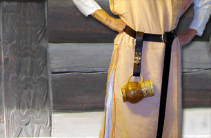 Basic Tankard Strap shown in black leather with nickel swinglock clasp.