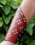 A second view or our Warlord Studded Bracers showing the strong sweep toward the elbow.