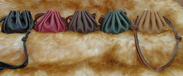 Medieval Coin Pouches shown in Black, Brick, Brown, Green & Tan.